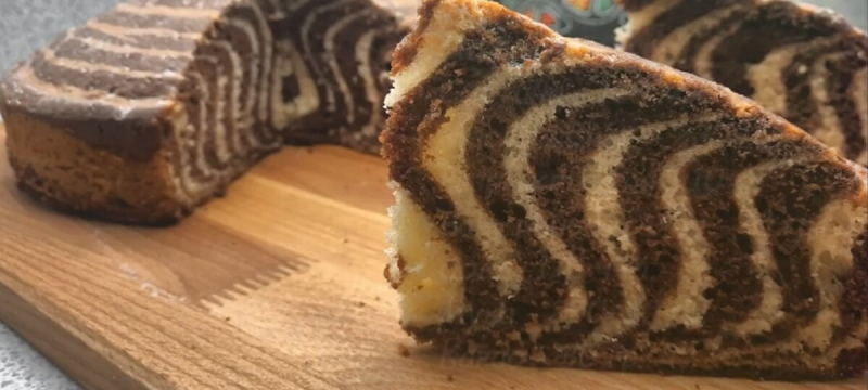 Мраморный пирог или кекс Зебра на сметане.