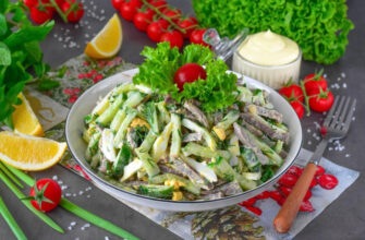 Салат с языком и огурцом